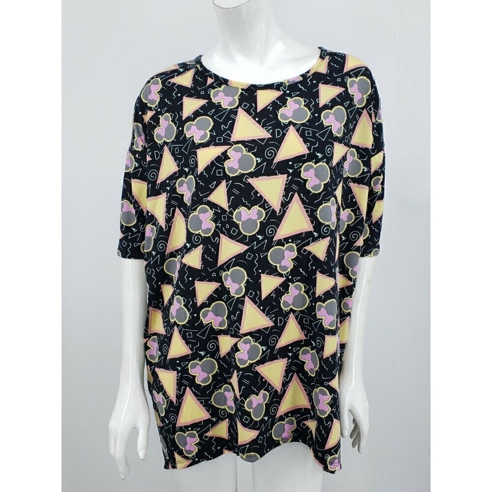 LuLaRoe Irma Tunic Top Womens Medium Retro 80s Minnie Mouse Print Shirt